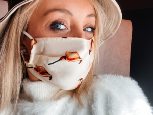 Seidenmaske Stoffmaske-Mundschutz Satinseide Blumen