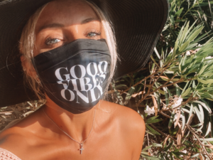 Stoffmaske Mundschutz Hygienemaske Good Vibes Only